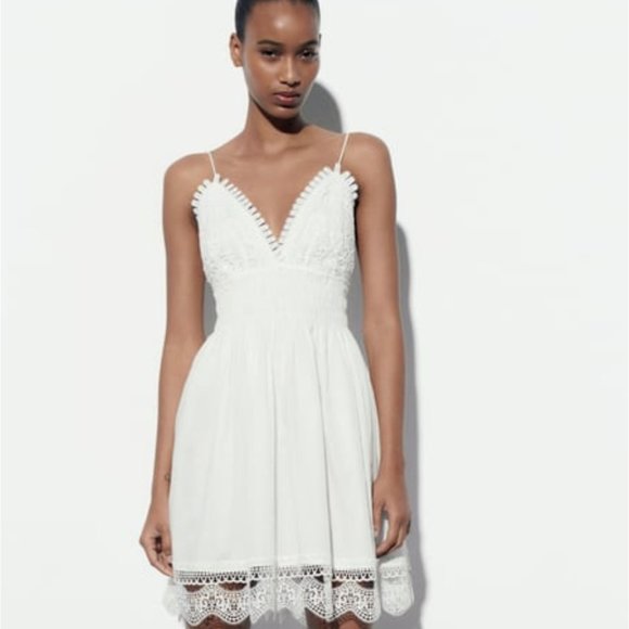 Zara Dresses & Skirts - ZARA CROCHET MINI DRESS WHITE NEW SMALL